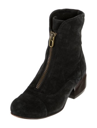 P. Monja Suede Colorblock Pattern Combat Boots