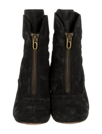 P. Monja Suede Colorblock Pattern Combat Boots