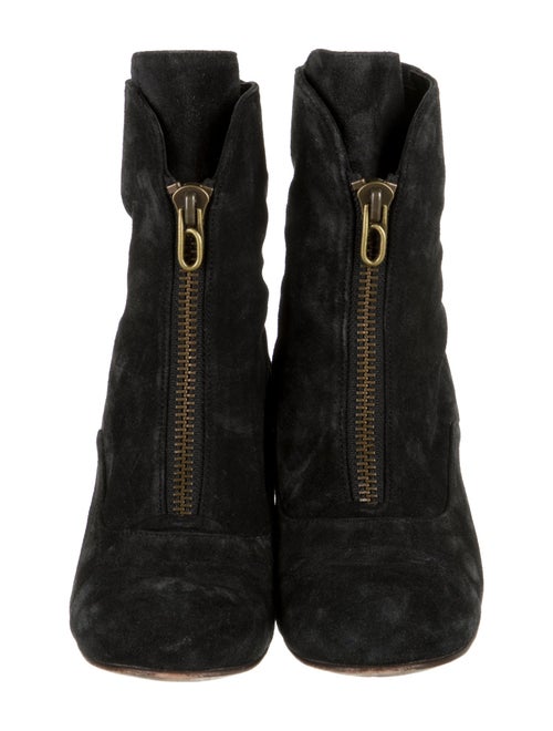 P. Monja Suede Colorblock Pattern Combat Boots