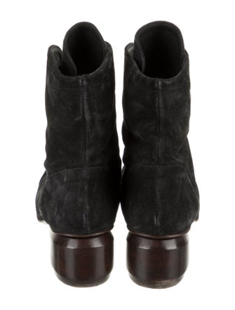 P. Monja Suede Colorblock Pattern Combat Boots