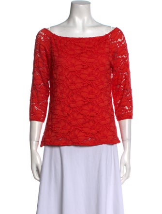 Peck & Peck Lace Pattern Bateau Neckline Blouse