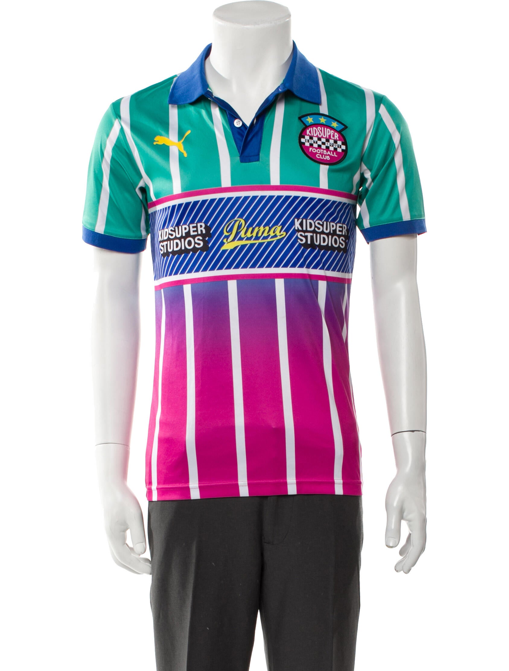 Puma x Kidsuper Studios Soccer Jersey Striped Polo Shirt