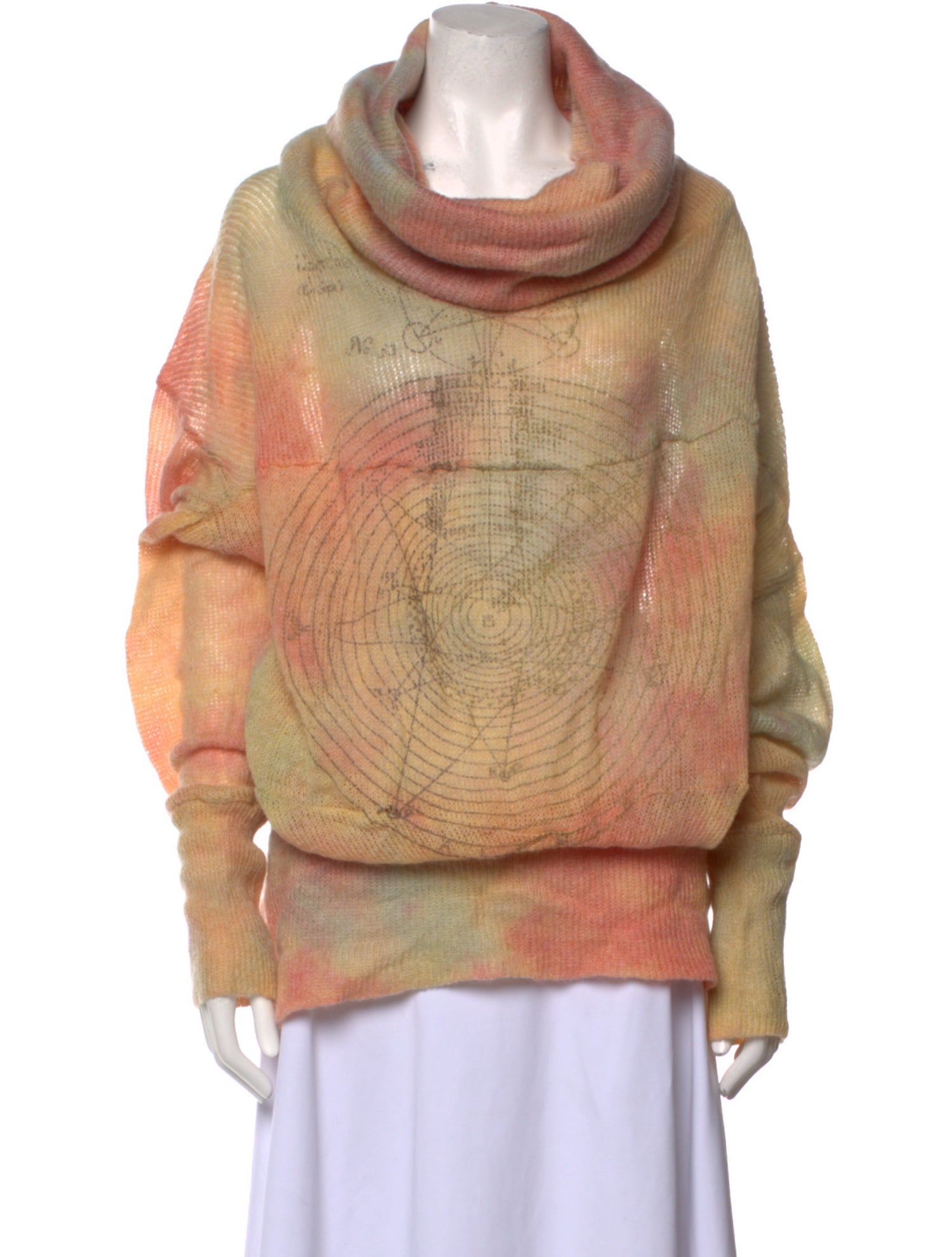 The People Of The Labyrinths Printed Cowl Neck Sweater