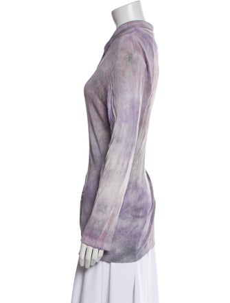 The People Of The Labyrinths Silk Printed Button-Up Top