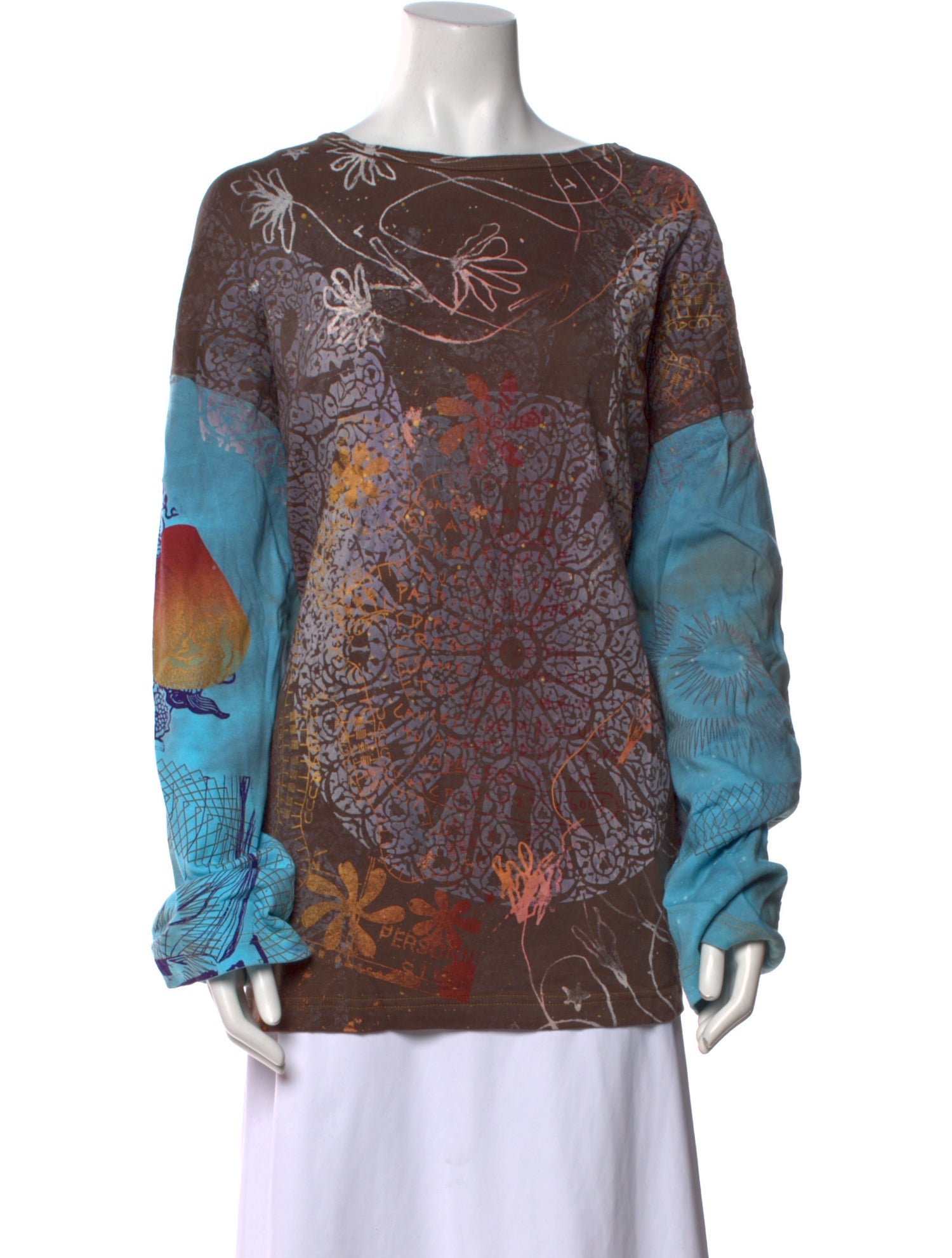 The People Of The Labyrinths Printed Bateau Neckline Sweatshirt