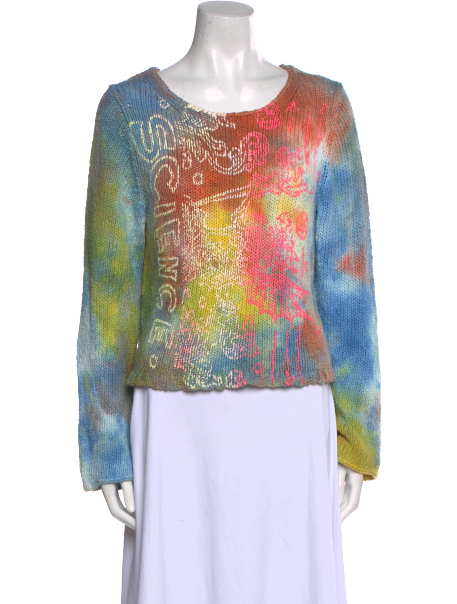 The People Of The Labyrinths Tie-Dye Print Scoop Neck Sweater