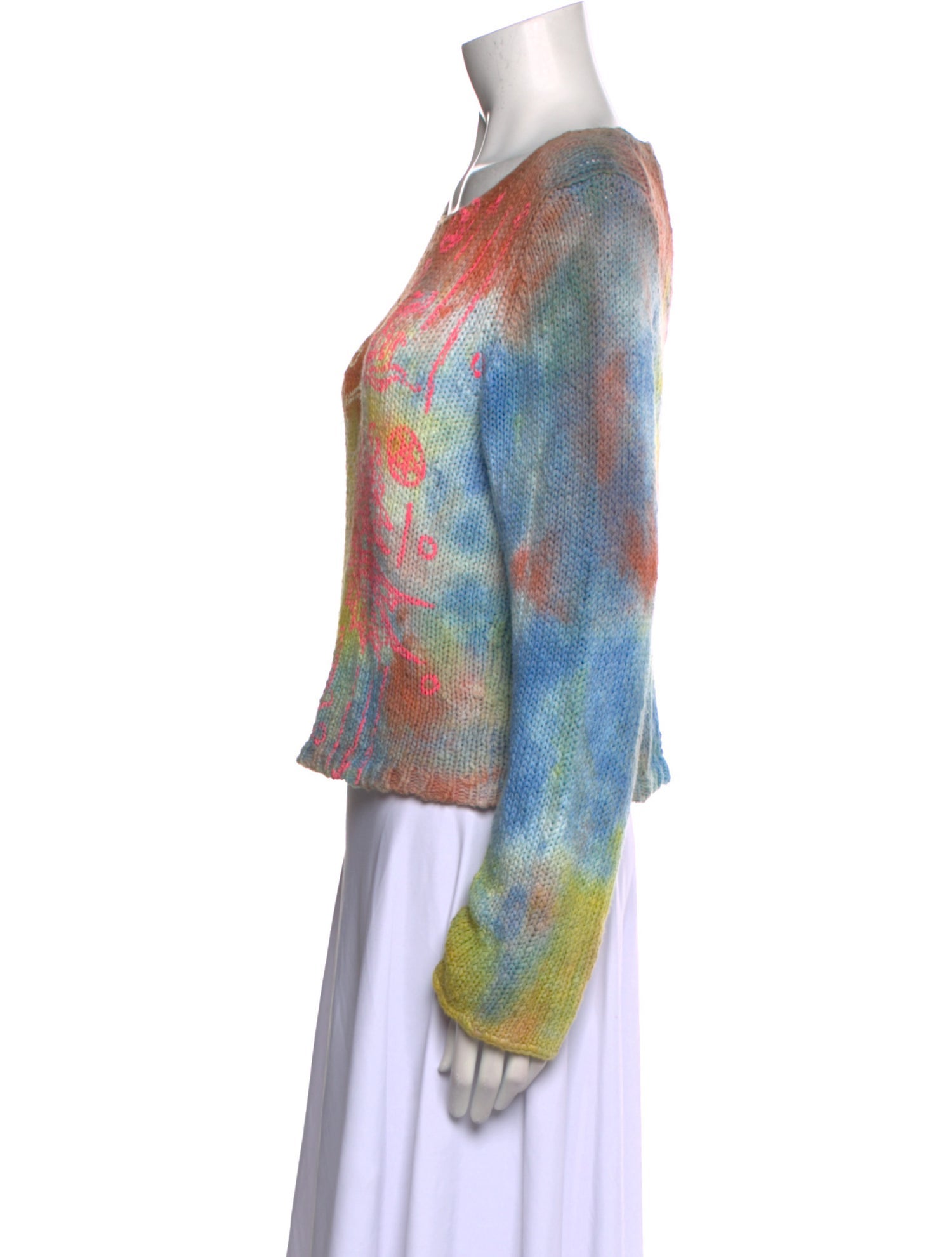 The People Of The Labyrinths Tie-Dye Print Scoop Neck Sweater