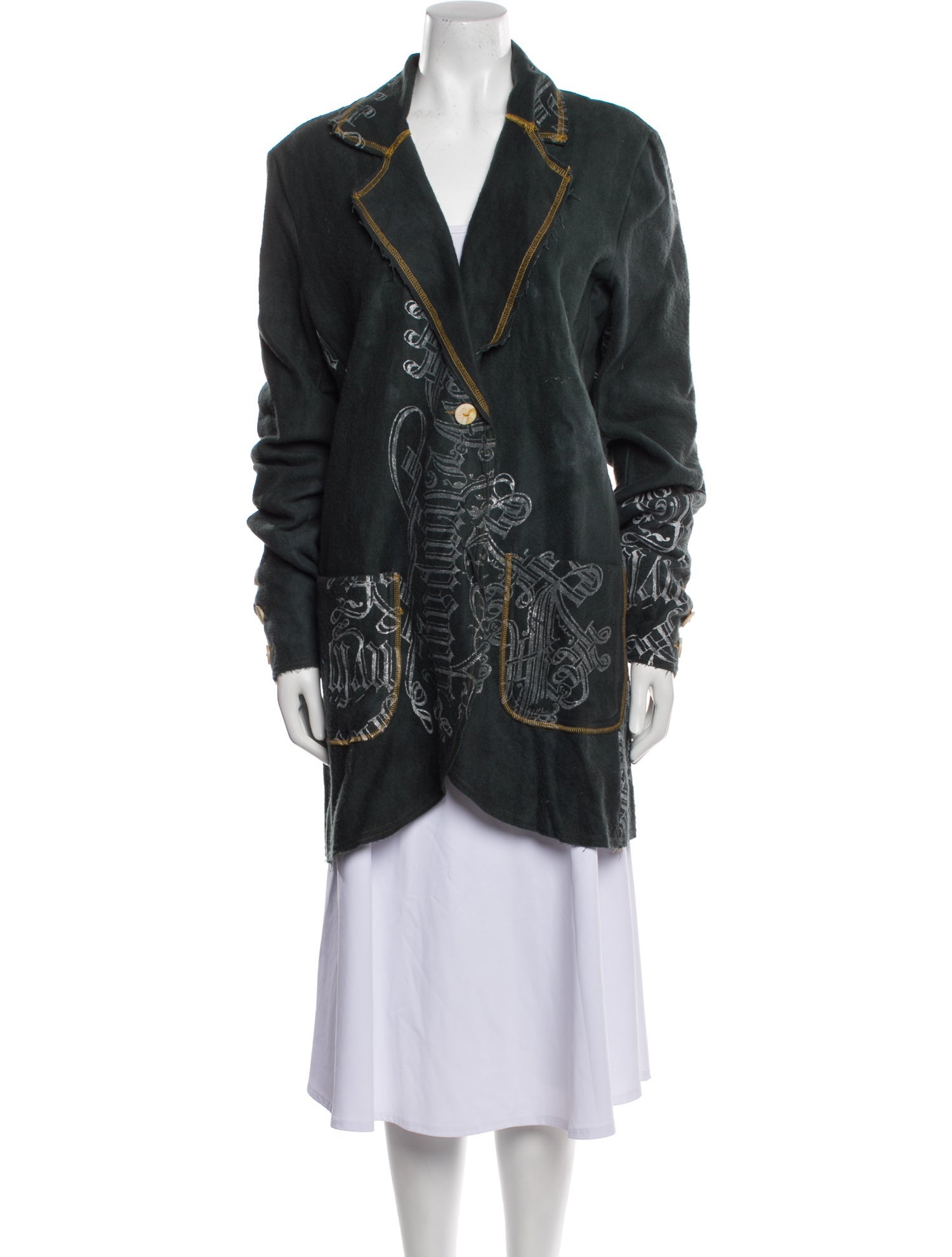 The People Of The Labyrinths Printed Peacoat w/ Tags