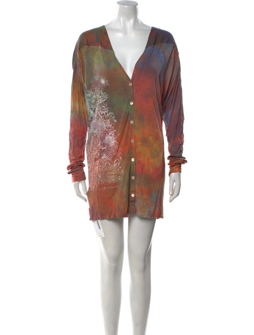 The People Of The Labyrinths Tie-Dye Print V-Neck Tunic