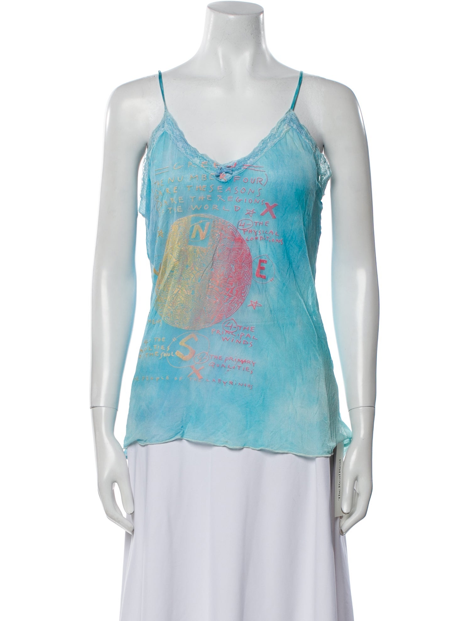 The People Of The Labyrinths Silk Graphic Print Top