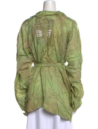 The People Of The Labyrinths Silk Tie-Dye Print Button-Up Top