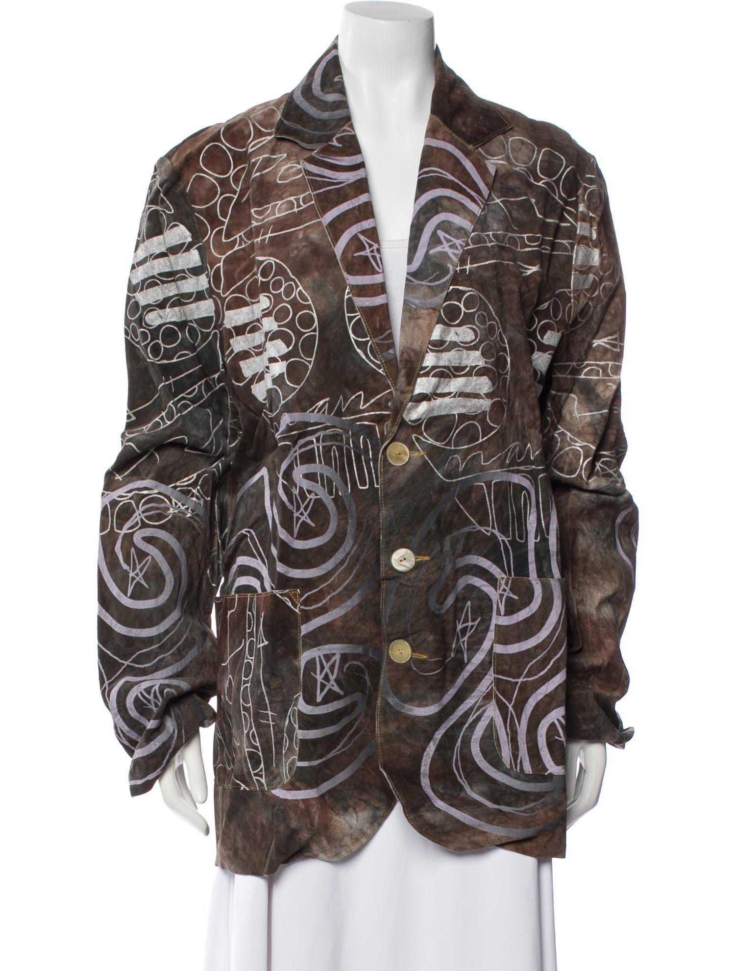 The People Of The Labyrinths Leather Printed Jacket