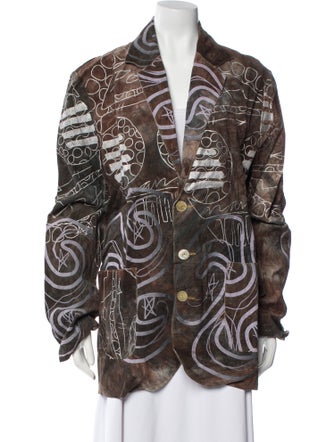 The People Of The Labyrinths Leather Printed Jacket