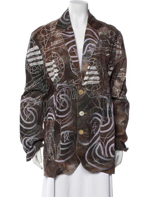 The People Of The Labyrinths Leather Printed Jacket