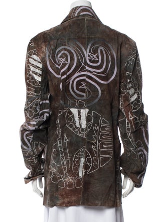 The People Of The Labyrinths Leather Printed Jacket