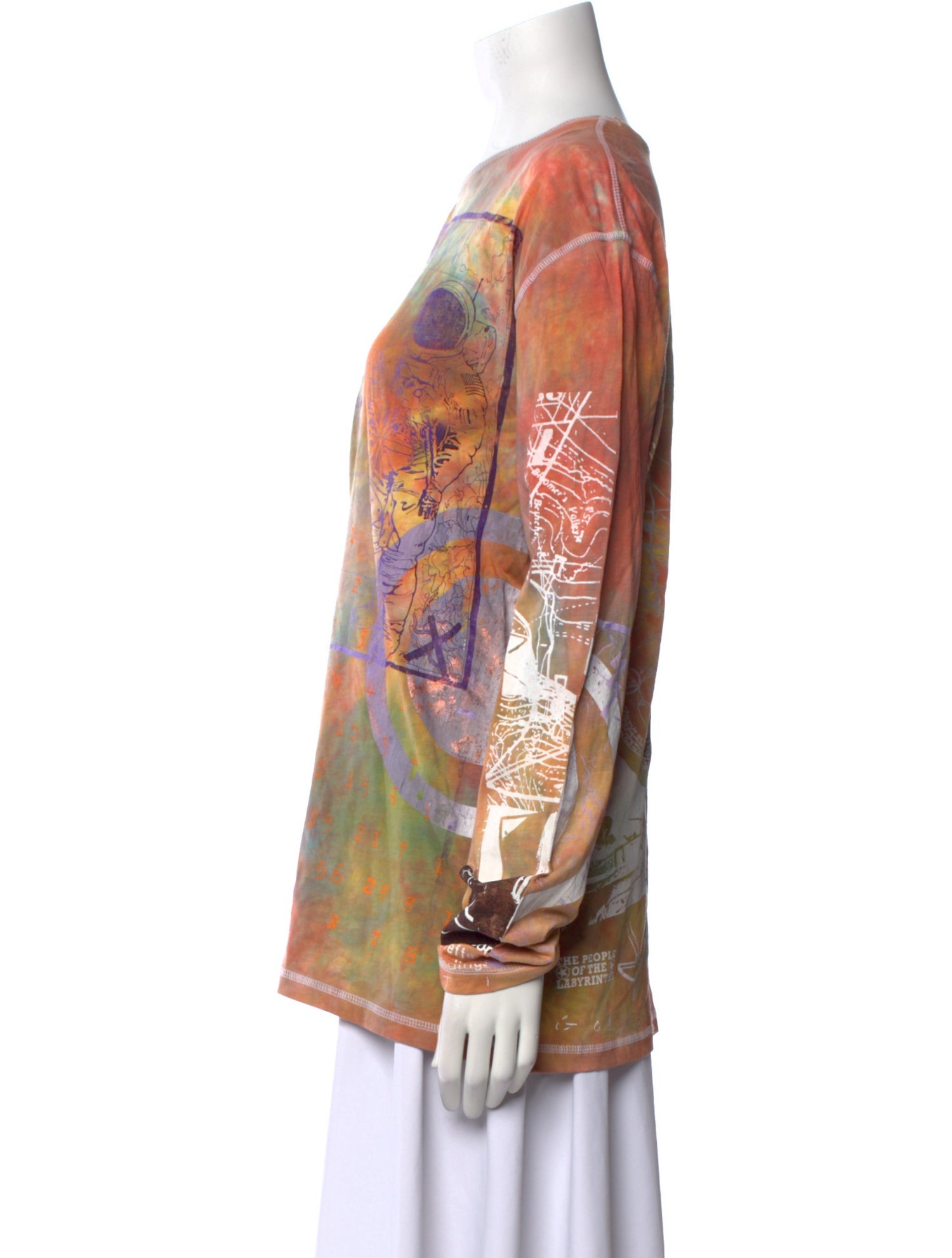 The People Of The Labyrinths Printed Bateau Neckline Sweatshirt