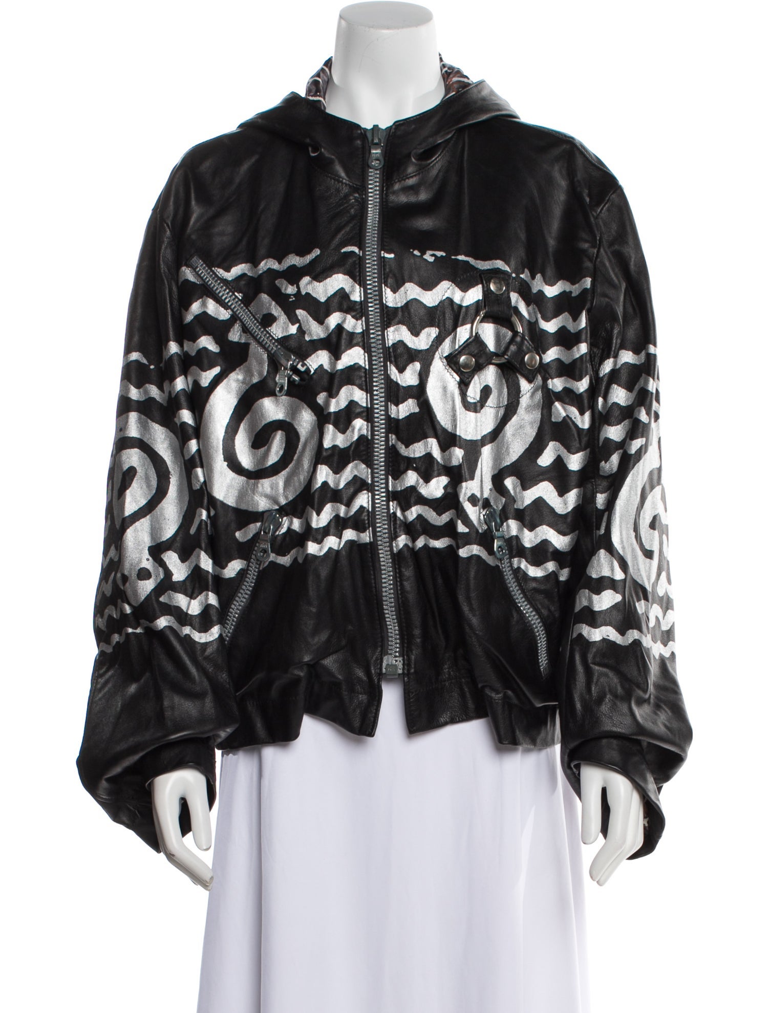 The People Of The Labyrinths Leather Printed Jacket