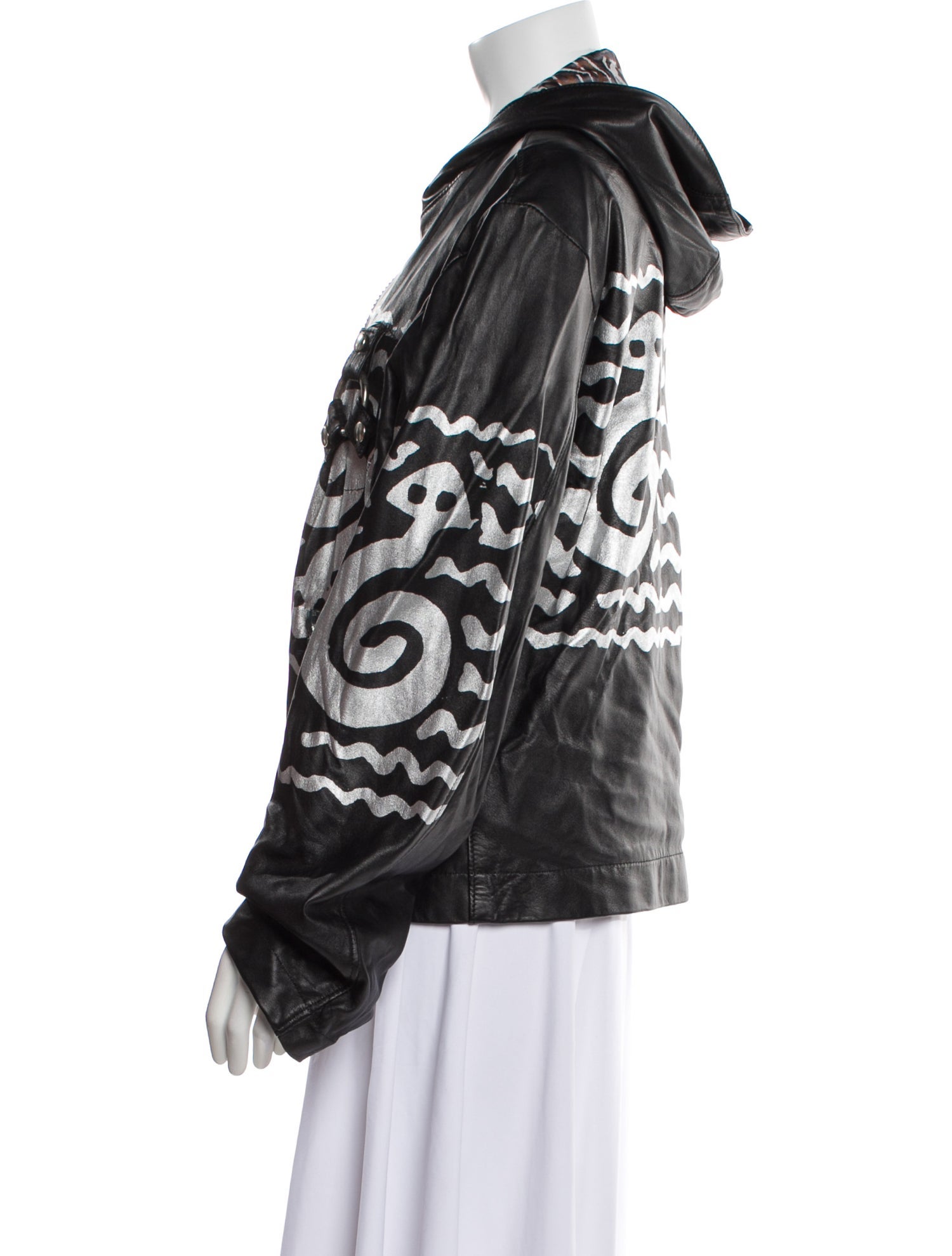 The People Of The Labyrinths Leather Printed Jacket