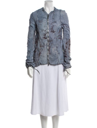 The People Of The Labyrinths Suede Printed Denim Jacket