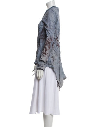 The People Of The Labyrinths Suede Printed Denim Jacket