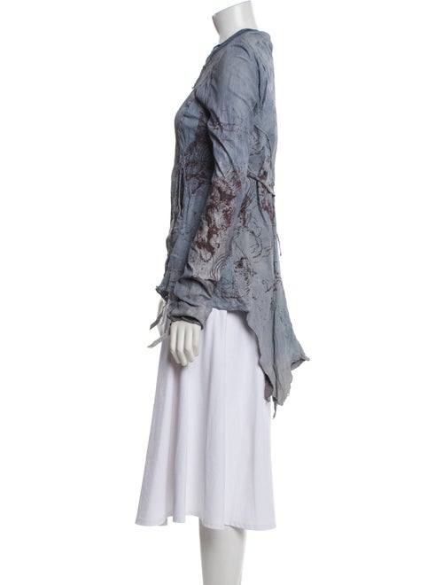 The People Of The Labyrinths Suede Printed Denim Jacket