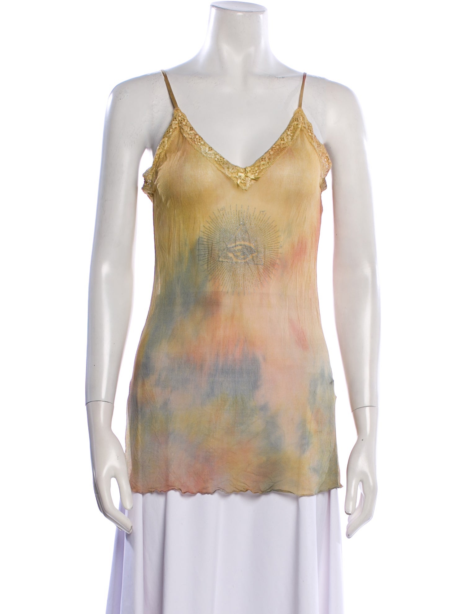 The People Of The Labyrinths Silk Tie-Dye Print Top