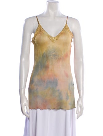 The People Of The Labyrinths Silk Tie-Dye Print Top