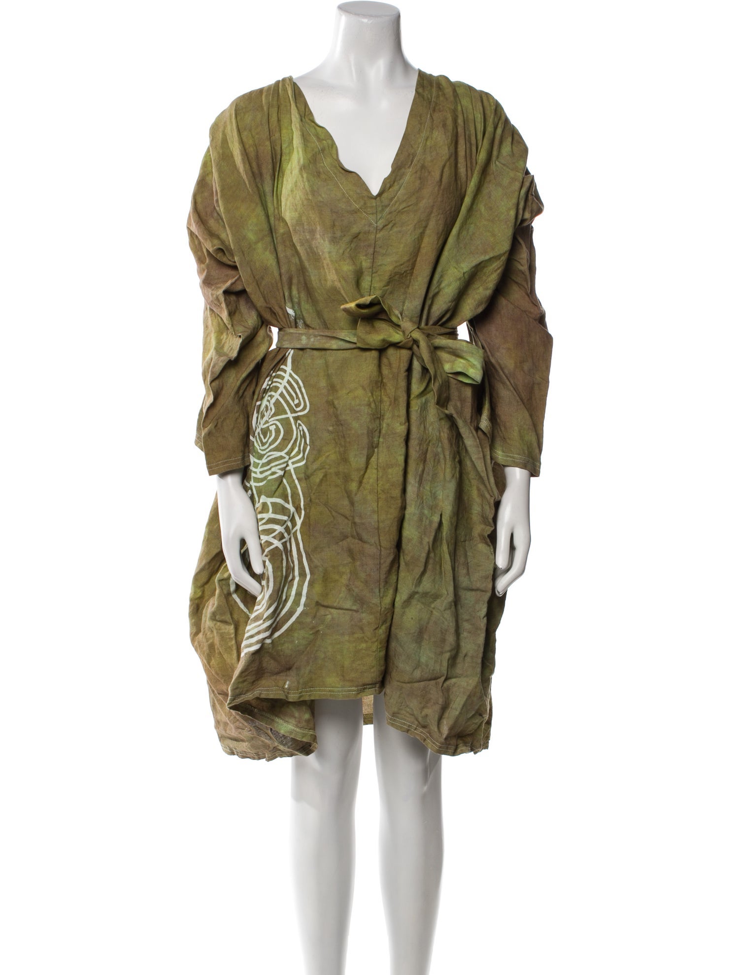 The People Of The Labyrinths Linen Knee-Length Dress