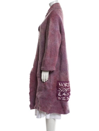 The People Of The Labyrinths Wool Printed Faux Fur Coat