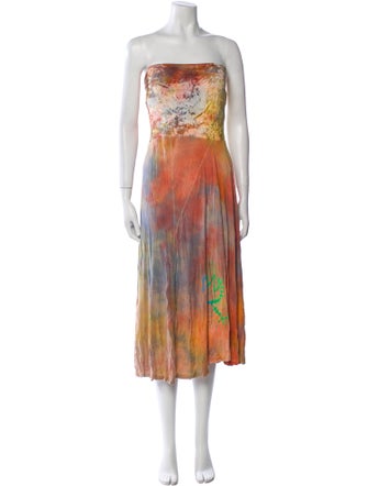 The People Of The Labyrinths Printed Midi Length Skirt