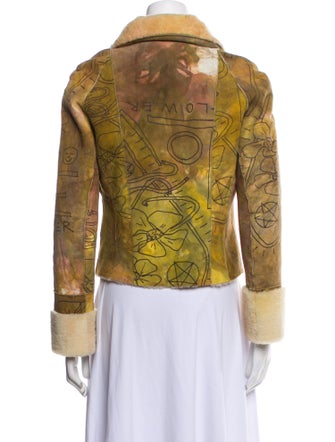 The People Of The Labyrinths Leather Printed Faux Fur Jacket