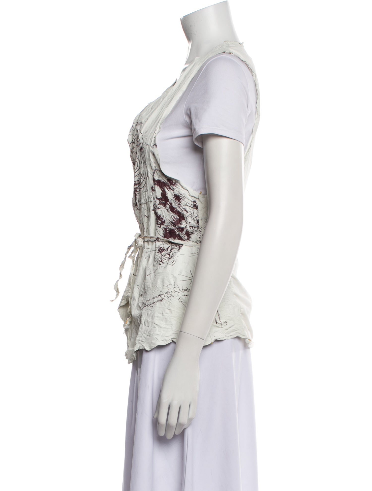 The People Of The Labyrinths Leather Floral Print Vest