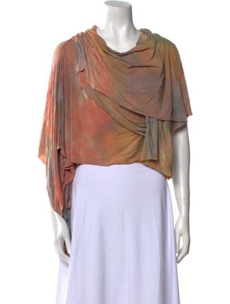 The People Of The Labyrinths Cowl Neck Short Sleeve Crop Top