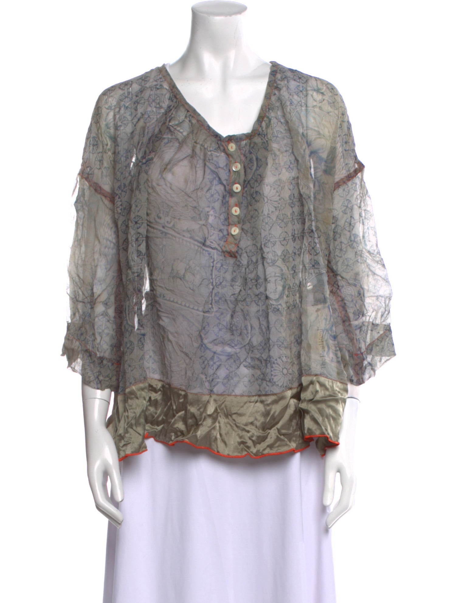 The People Of The Labyrinths Silk Printed Blouse