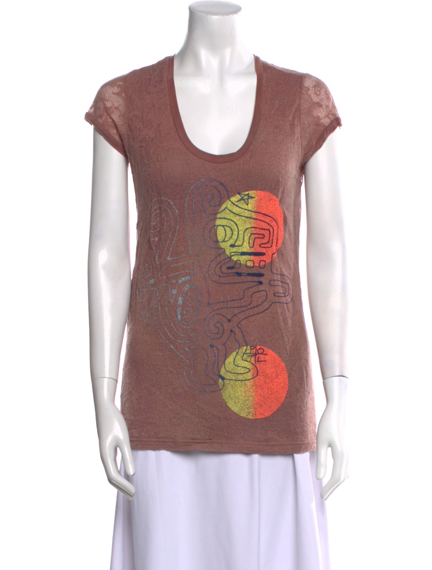 The People Of The Labyrinths Graphic Print Scoop Neck T-Shirt