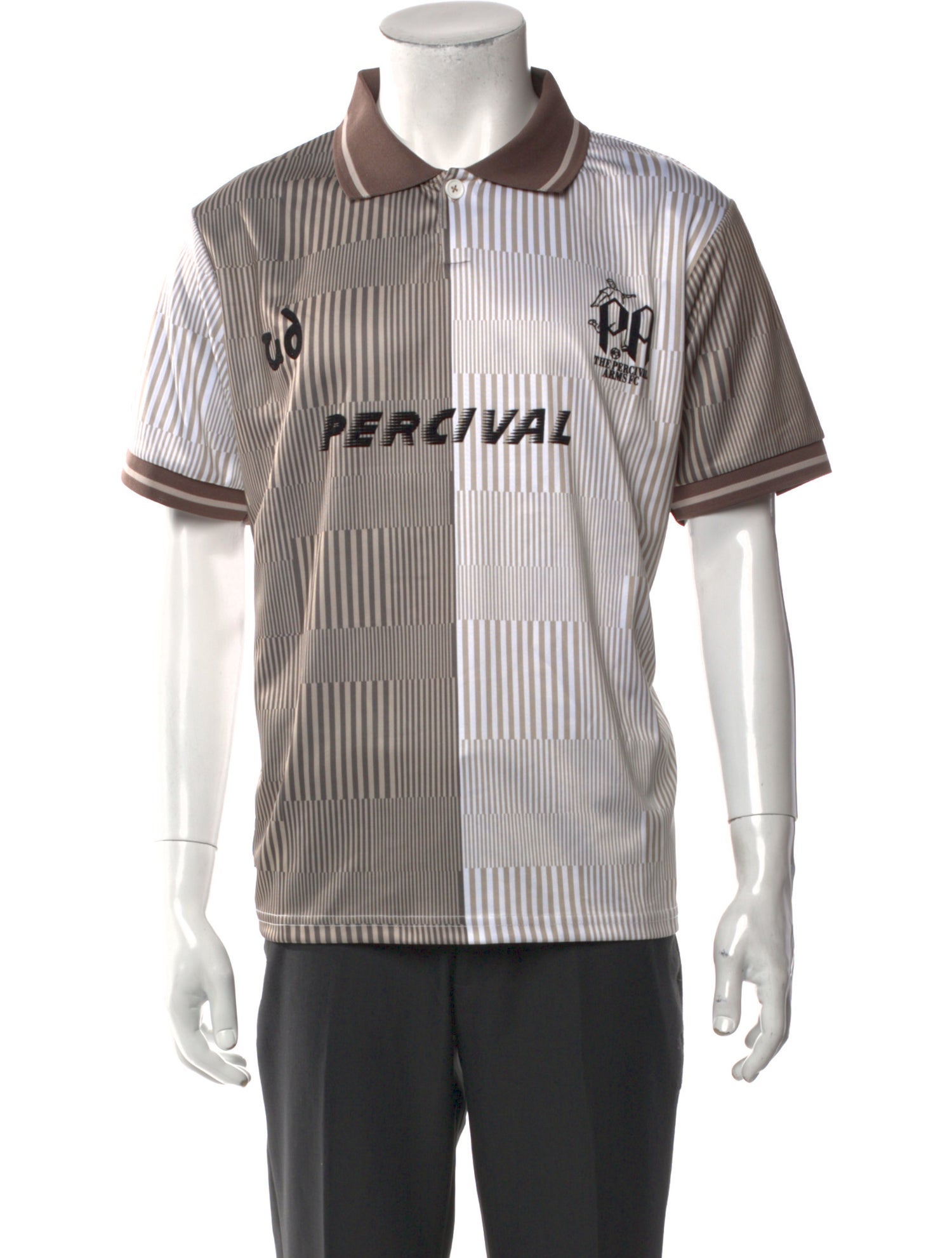 Percival Striped Collar Polo Shirt w/ Tags