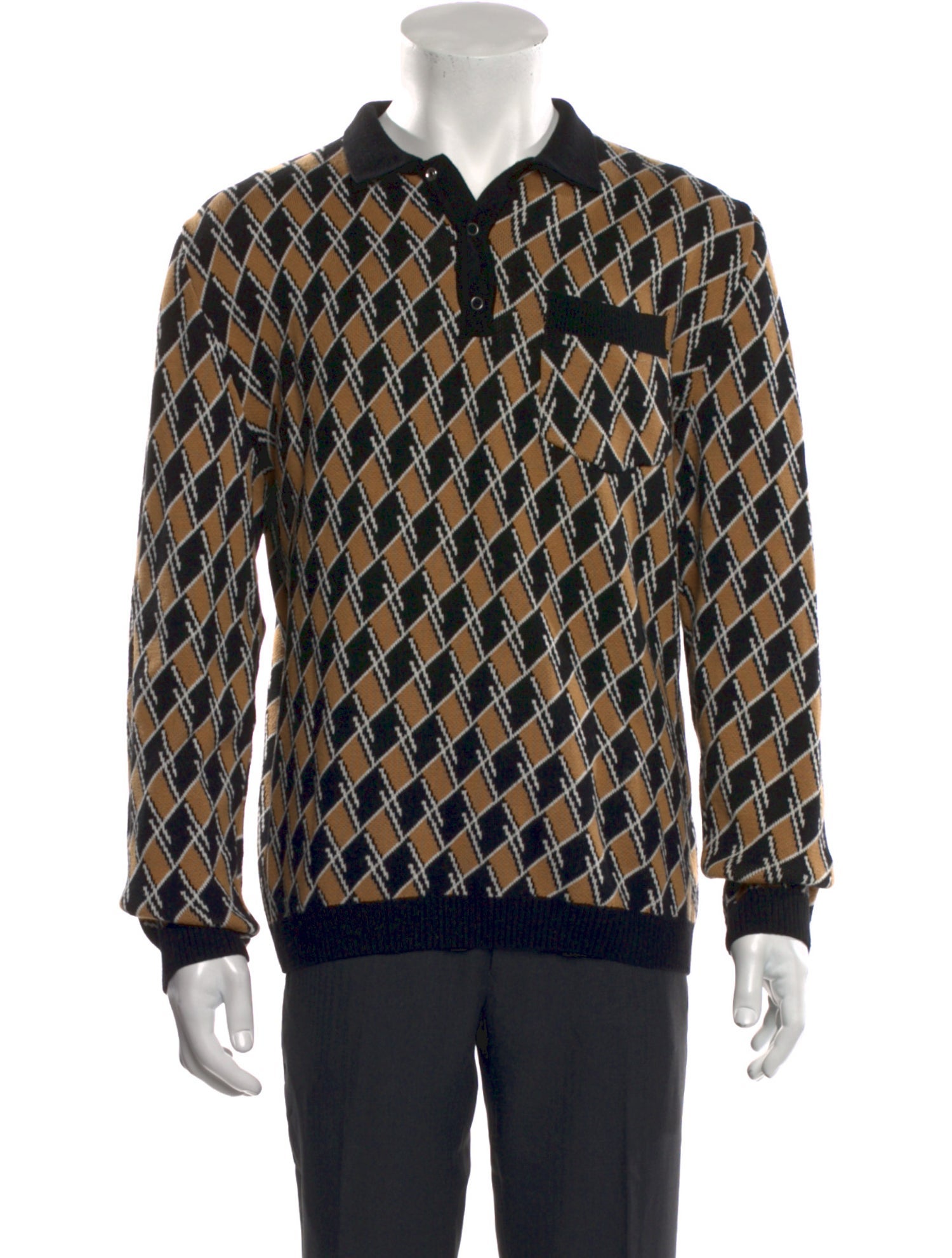 Percival Plaid Print Collar Polo Sweater