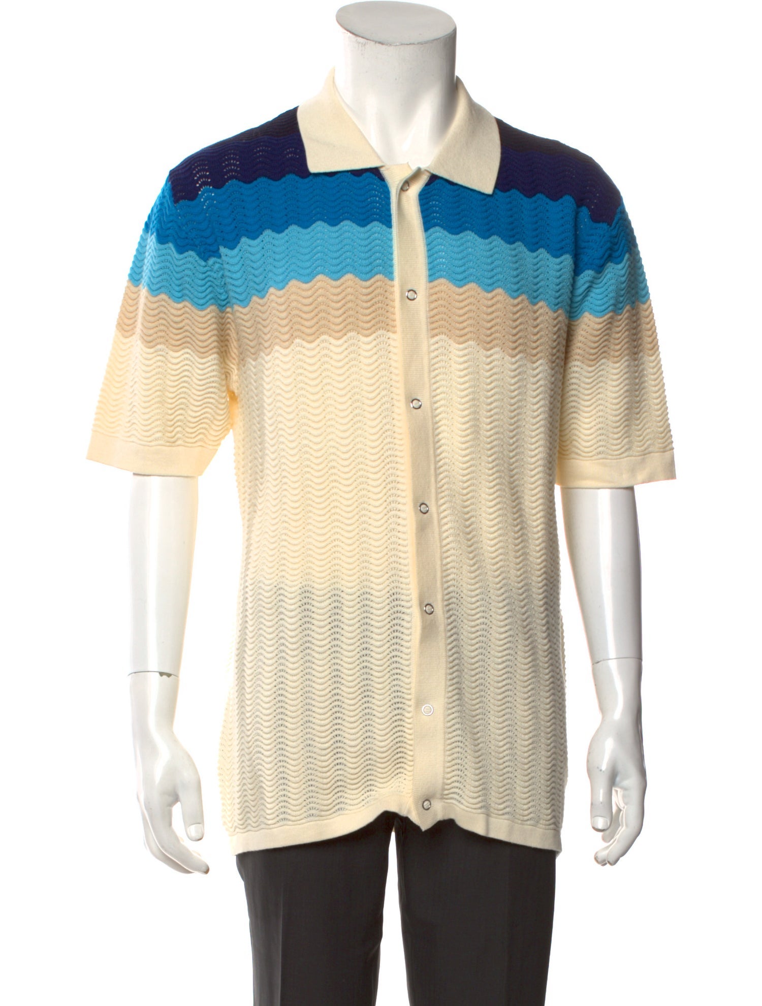 Percival Colorblock Pattern Collar Polo Sweater w/ Tags