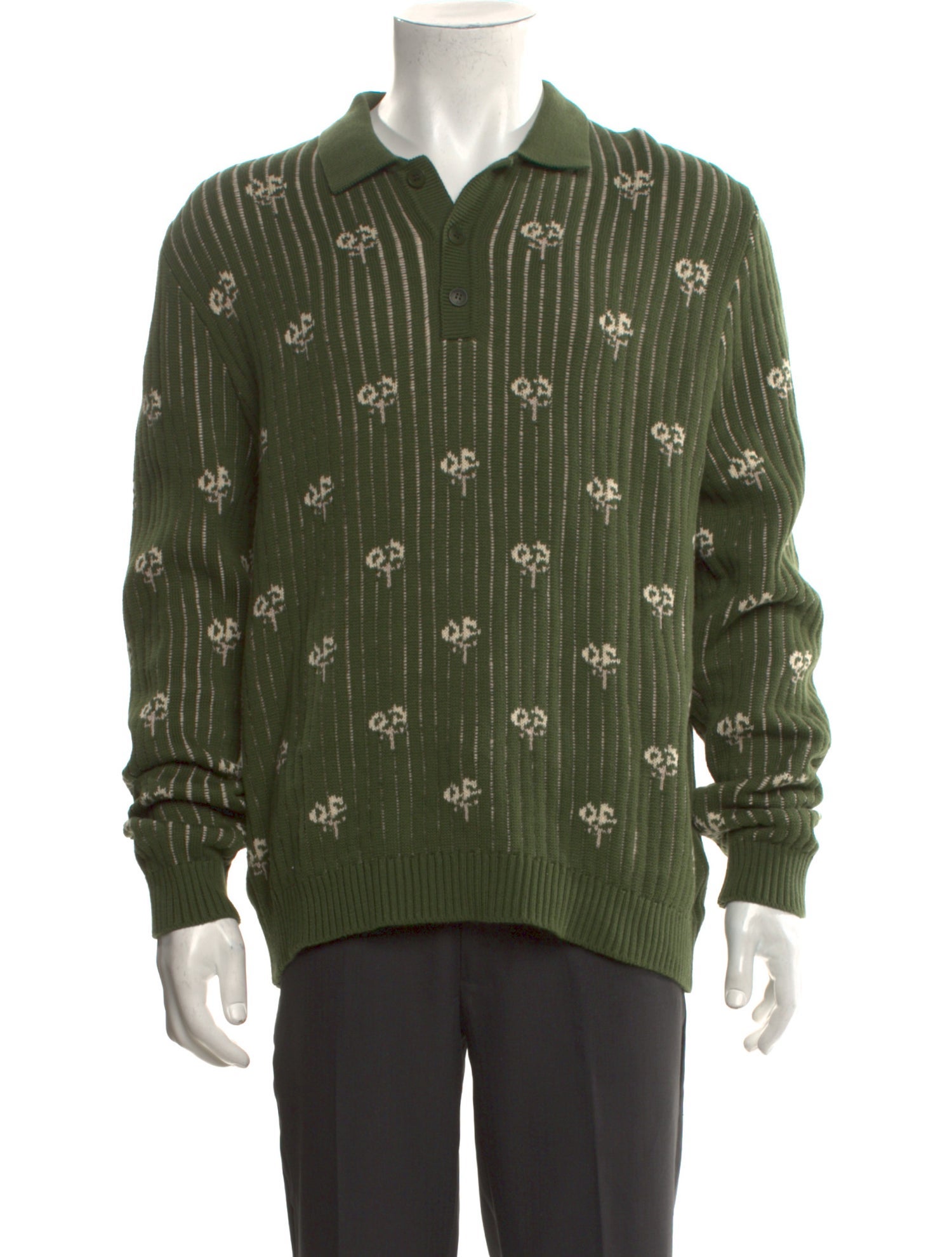 Percival Printed Collar Polo Sweater