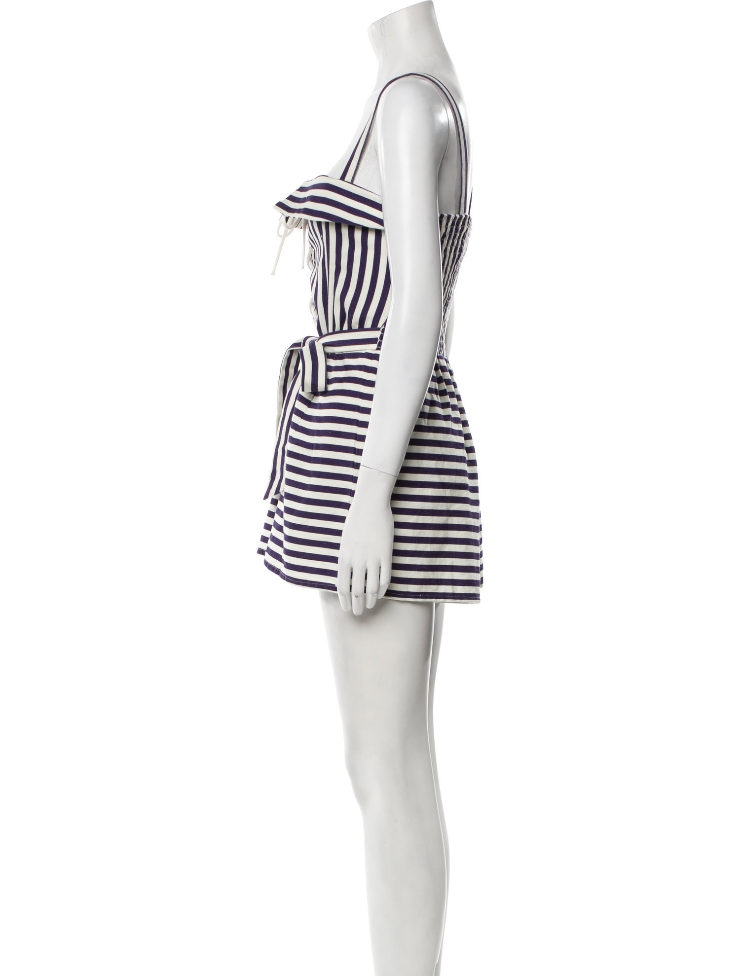 Samantha Pleet Striped Square Neckline Romper