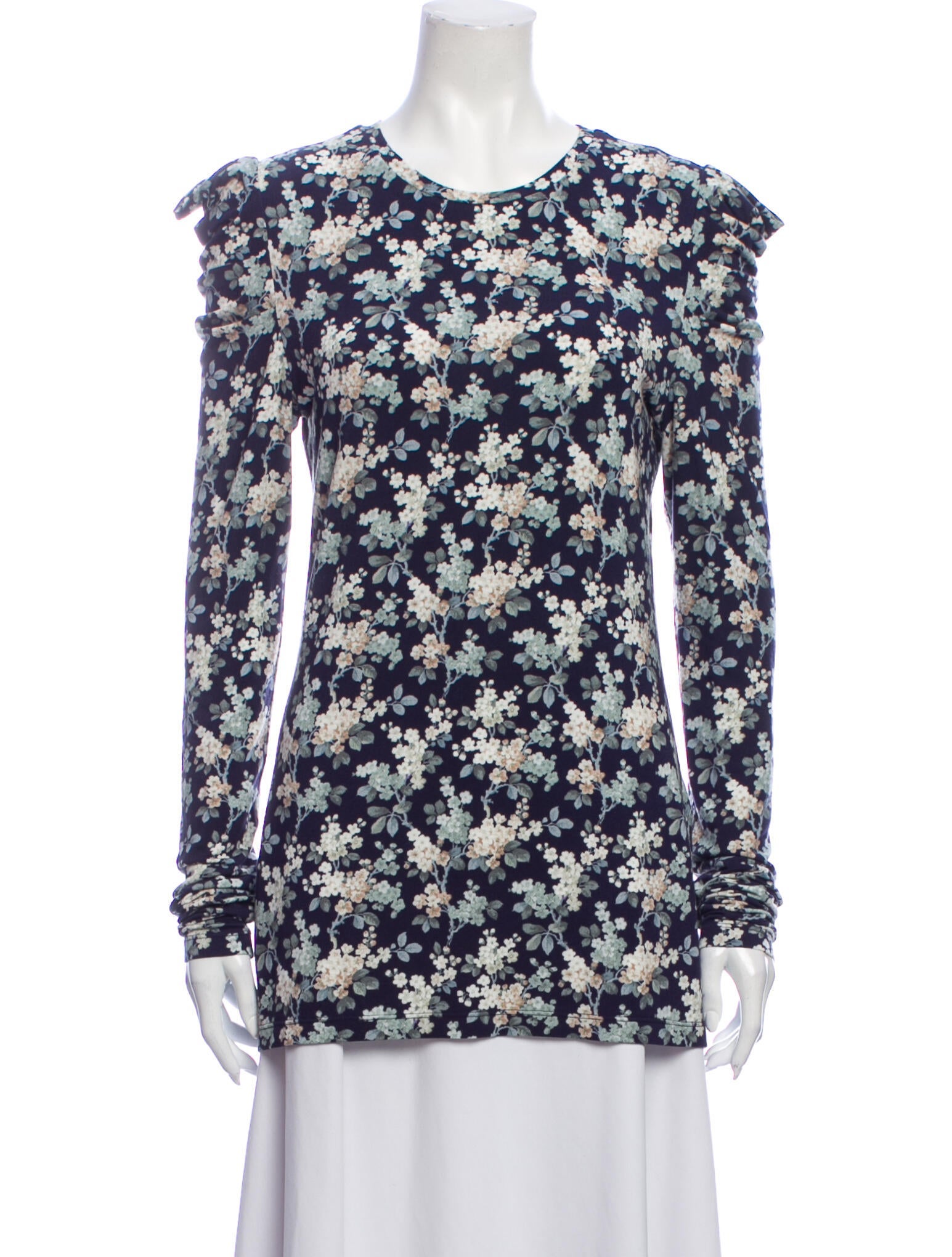 Les Rêveries Floral Print Crew Neck Blouse w/ Tags
