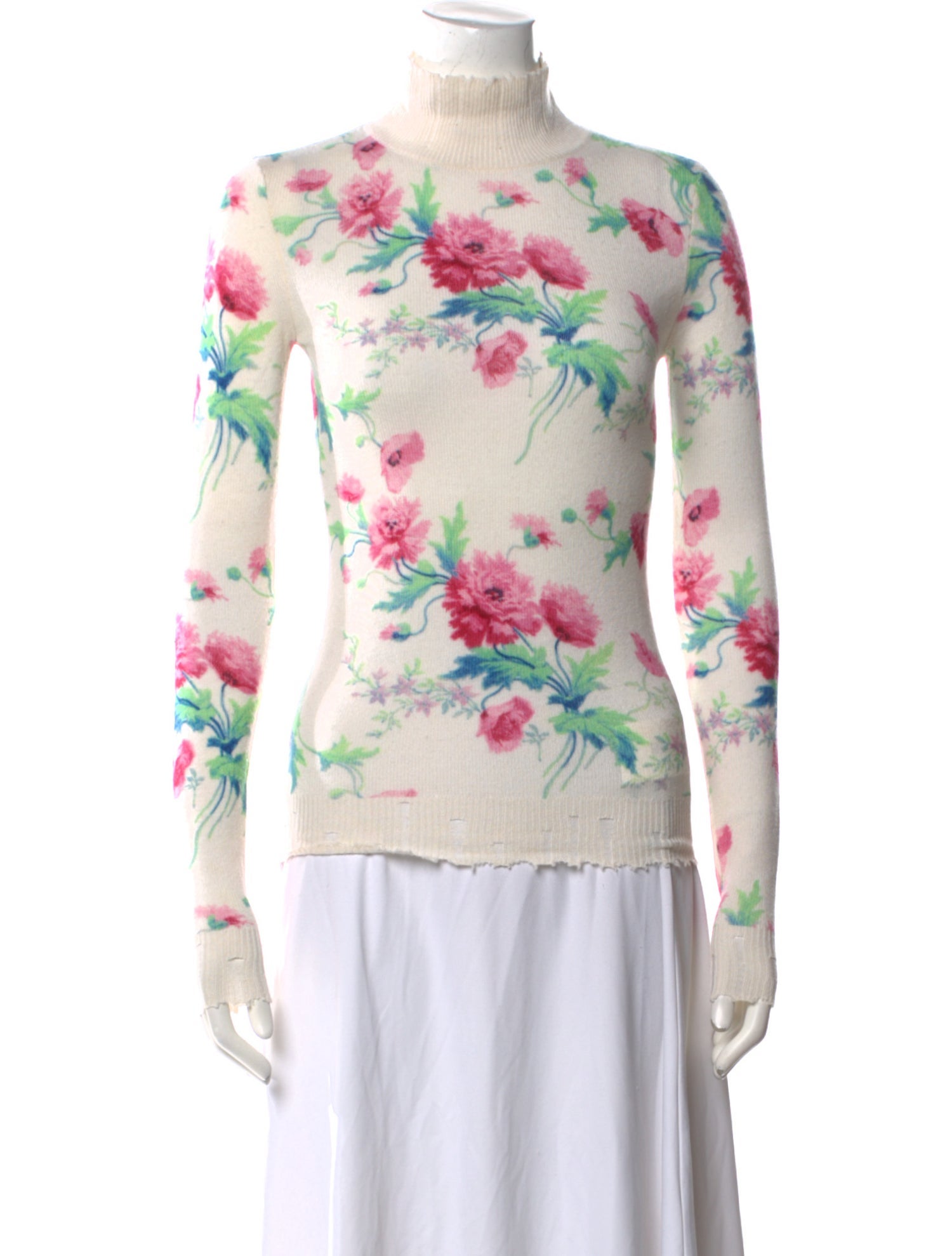 Les Rêveries Cashmere Floral Print Sweater