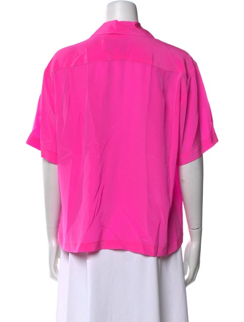 Les Rêveries Silk Short Sleeve Button-Up Top