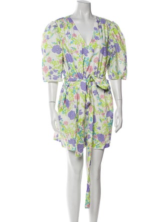 Les Rêveries Printed Plunge Neckline Romper