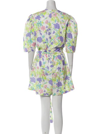 Les Rêveries Printed Plunge Neckline Romper