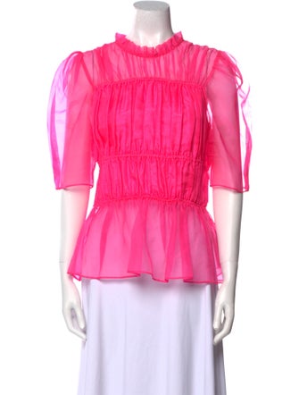 Les Rêveries Silk Mock Neck Blouse