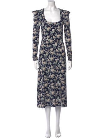 Les Rêveries Floral Print Midi Length Dress