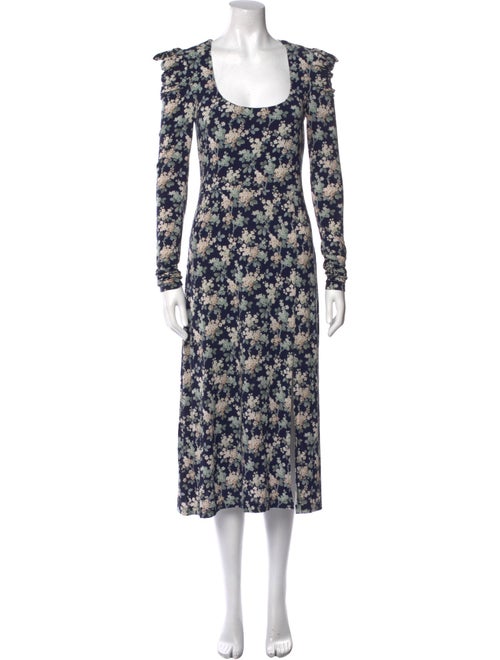 Les Rêveries Floral Print Midi Length Dress