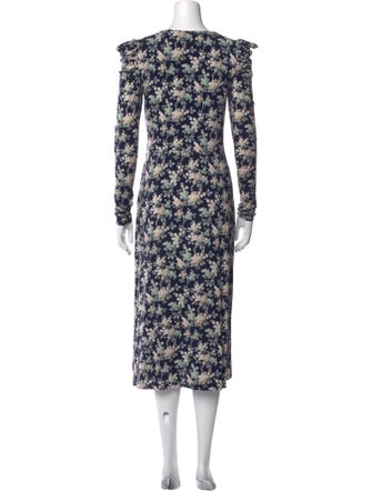 Les Rêveries Floral Print Midi Length Dress