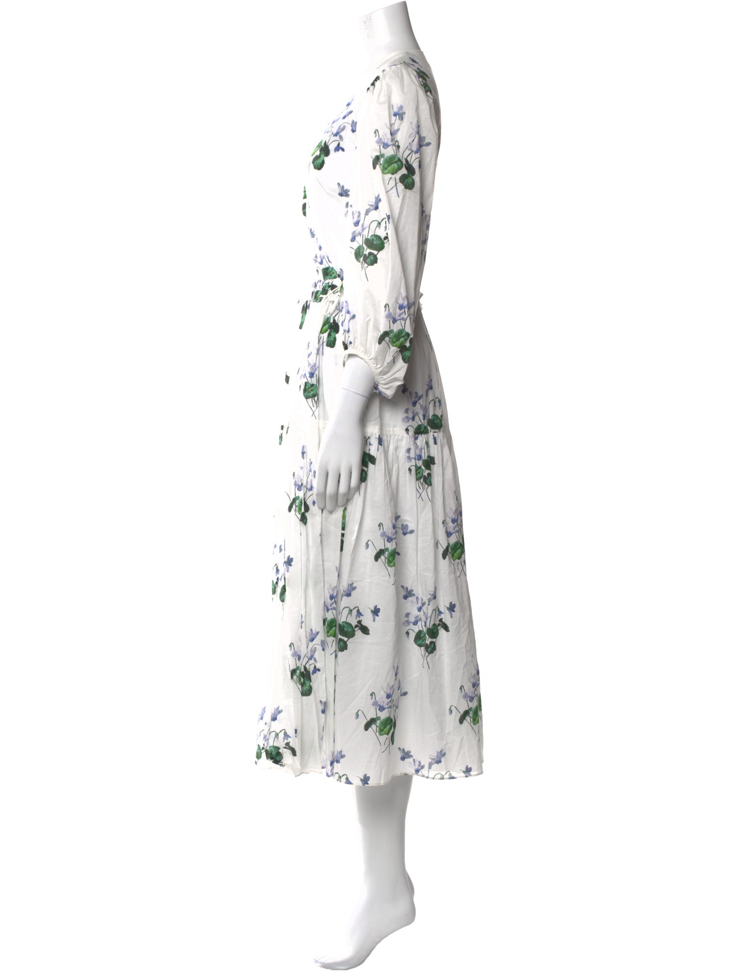 Les Rêveries Floral Print Midi Length Dress